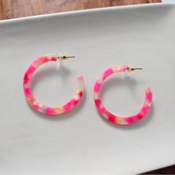 Tropical Pink Hoop Earrings Camy Style - Picture 1 of 8
